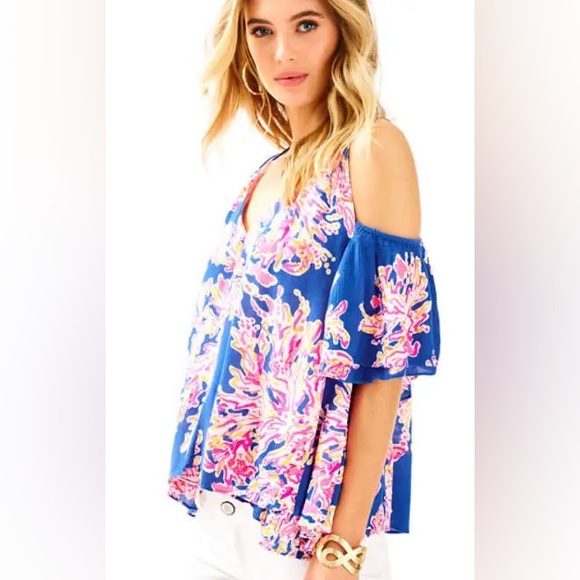 Lilly Pulitzer Bellamie Top in "Brilliant Blue It's Electric" - Picture 1 of 6